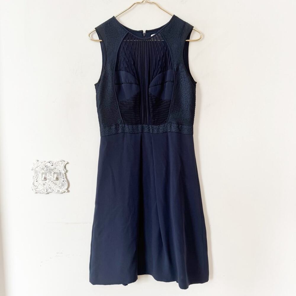 J Mendel Navy Silk Bustier Sleeveless Dress 8